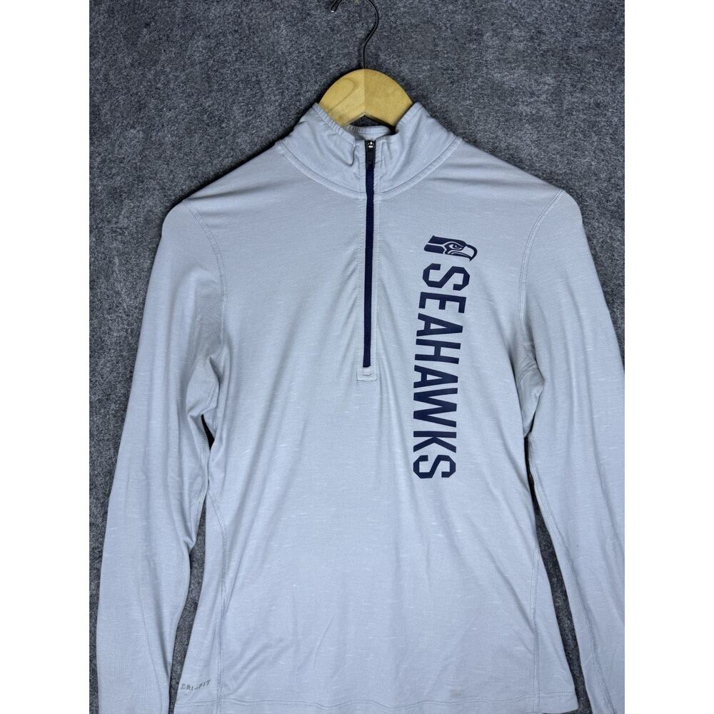 Seattle Seahawks Sweater Men S Gray NFL Football Nike Dri-FIT 1/4 Zip Pullover - Picture 3 of 12